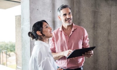 Woman and man in conversation