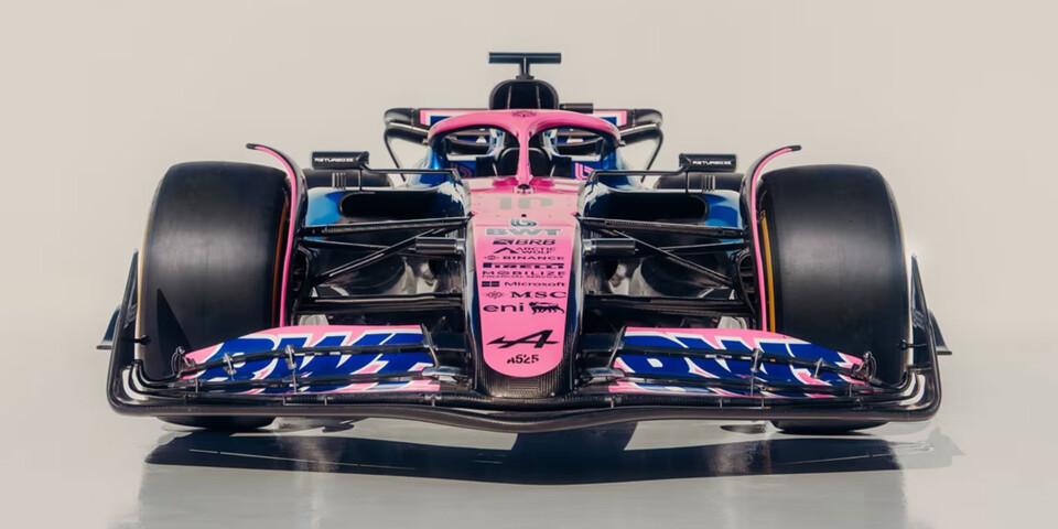 A high-resolution, front-facing image of a BWT-branded Formula 1 car.